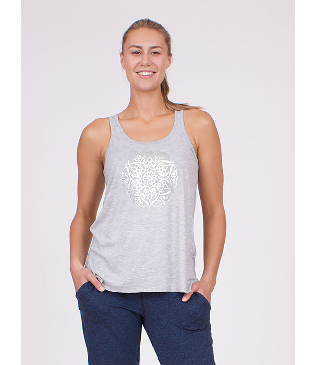 Anjali Mandala Flow Yoga Top - Grey