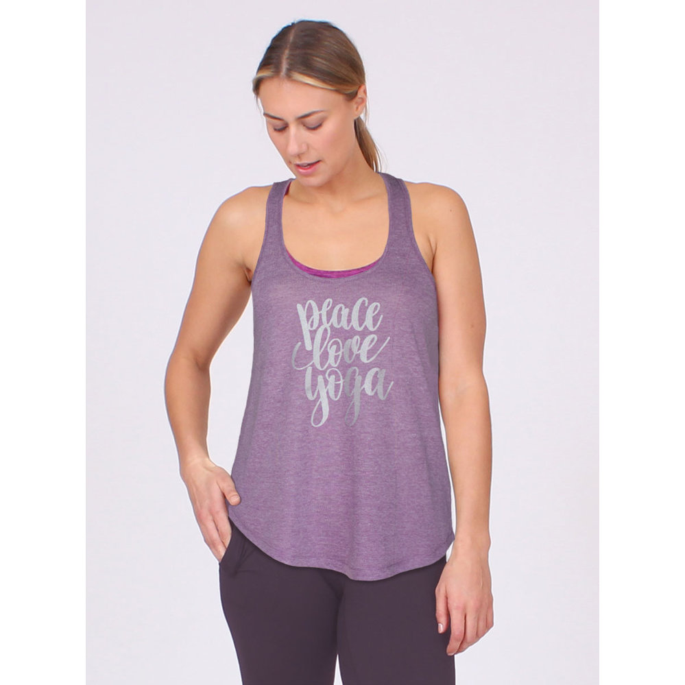 Anjali Peace Love Yoga Loose Fit Tank Top - Orchid