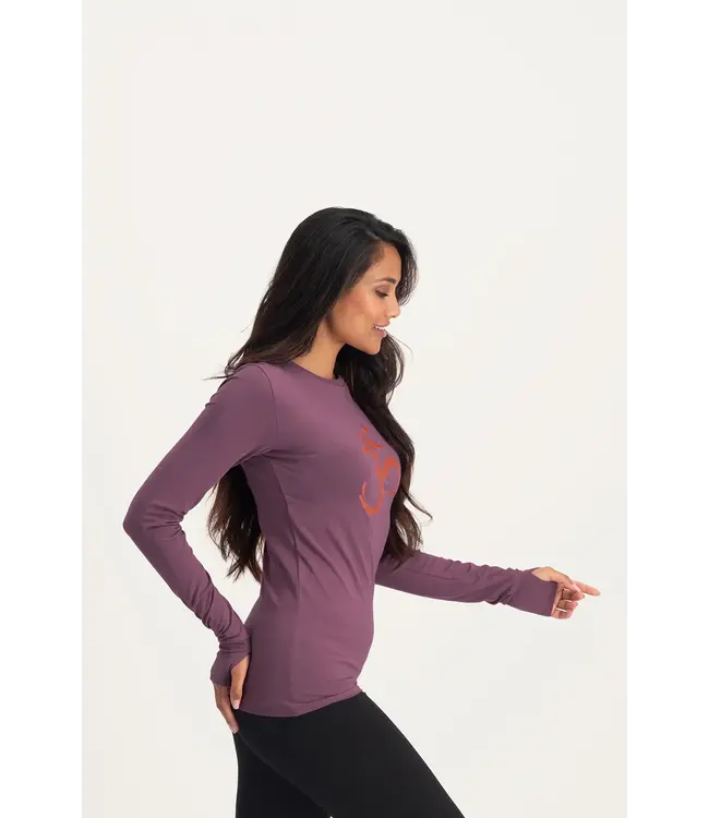 Urban Goddess Karuna OM Dry-Fit Yoga Longsleeve Shirt  - Mauve