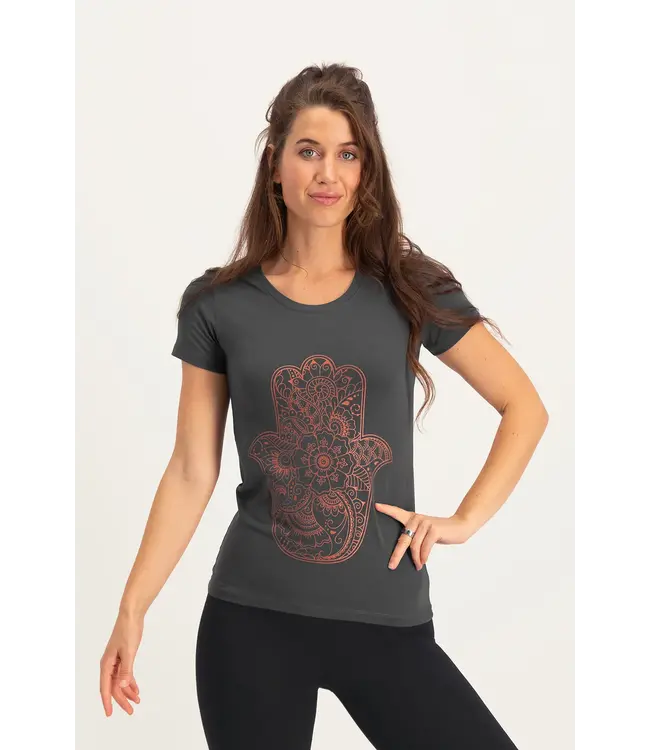 Urban Goddess Hamsa Core Tee - Ash