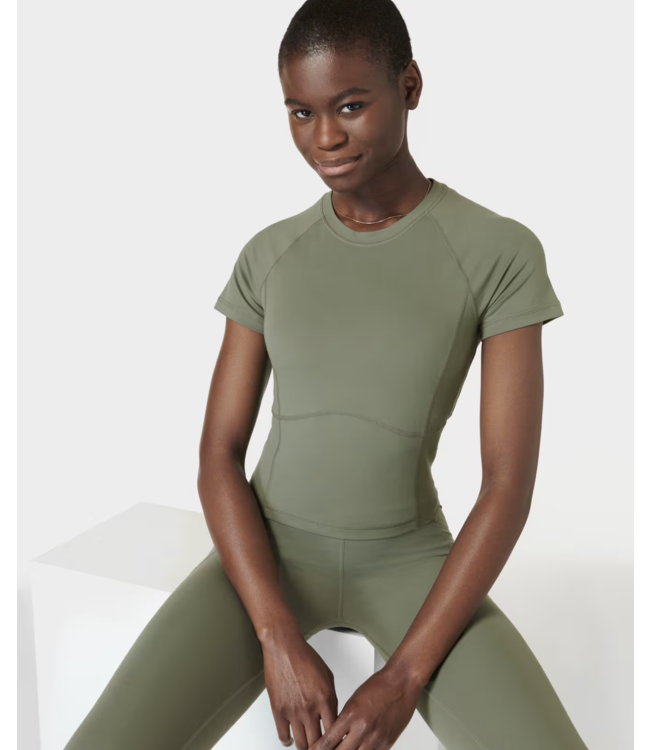 Sweaty Betty All Day Active Cropped Yoga T-Shirt - Umbra Green