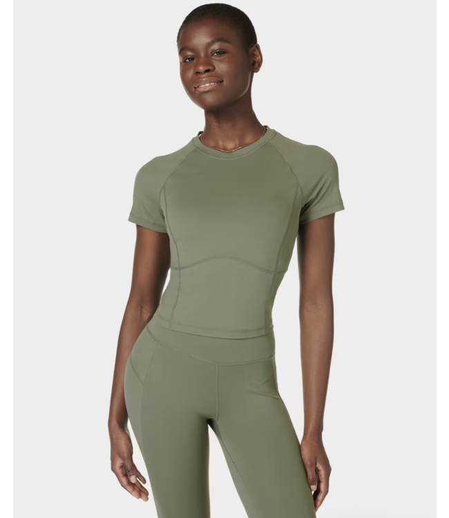 Sweaty Betty All Day Active Cropped Yoga T-Shirt - Umbra Green