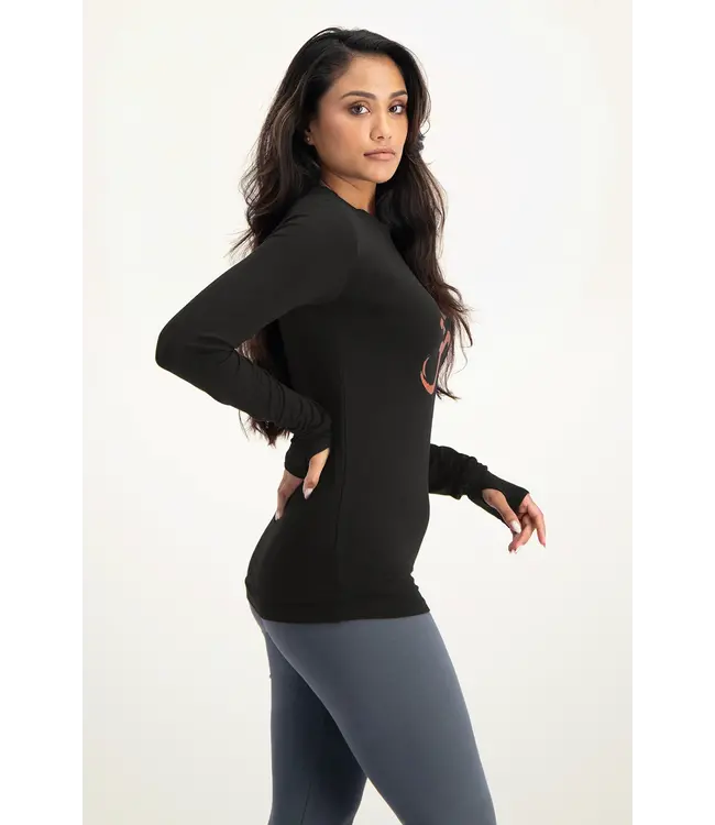 Urban Goddess Karuna OM Yoga Bamboe Longsleeve - Onyx Black