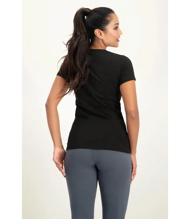 Urban Goddess Namaste Katoenen Yoga T-shirt - Onyx Black