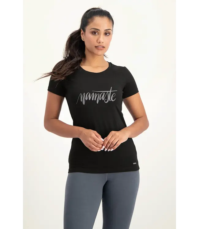 Urban Goddess Namaste Katoenen Yoga T-shirt - Onyx Black