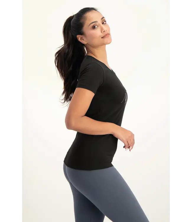 Urban Goddess Namaste Katoenen Yoga T-shirt - Onyx Black