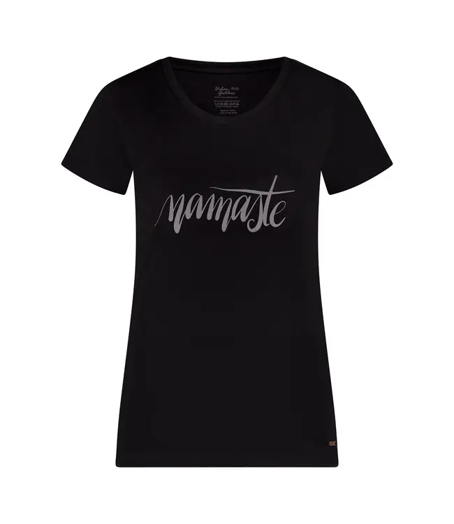 Urban Goddess Namaste Katoenen Yoga T-shirt - Onyx Black