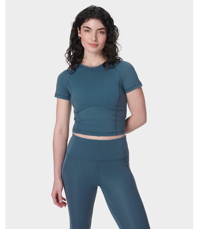 Sweaty Betty All Day Cropped Yoga T-Shirt - Subdued Blue
