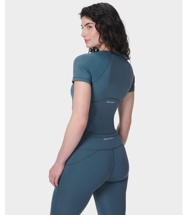 Sweaty Betty All Day Cropped Yoga T-Shirt - Subdued Blue