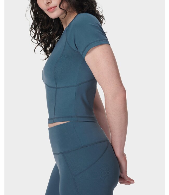 Sweaty Betty All Day Cropped Yoga T-Shirt - Subdued Blue