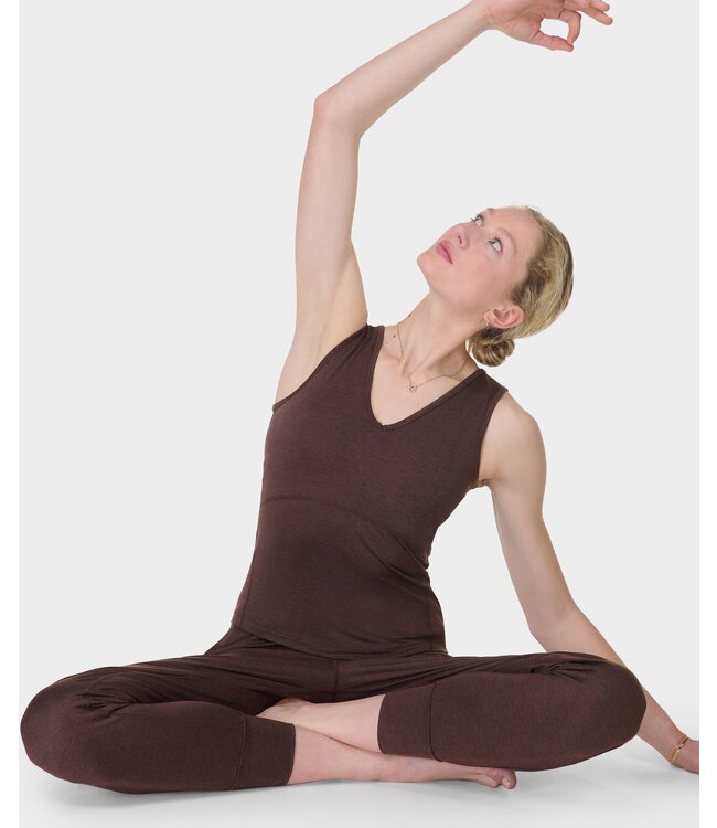 Sweaty Betty Gaia V-Neck Tank - Sable Brown Marl
