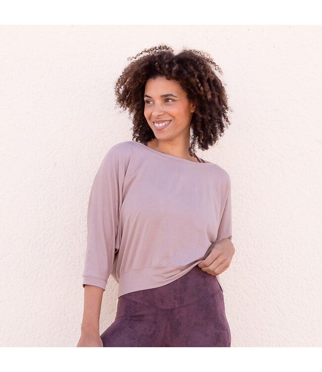 Jaya Frida 3/4 Batwing Yoga Shirt - Taupe