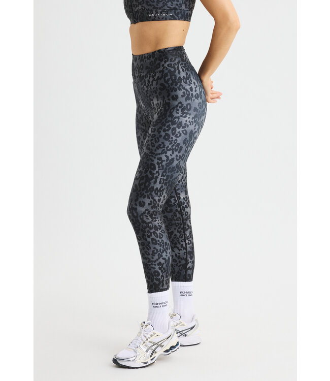 Rohnisch Printed High Waist Yoga Legging - Grey Leo Print