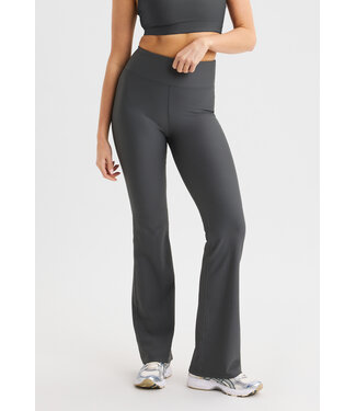 Rohnisch Ribbed Flared High Waist Yoga Broek - Dark Shadow