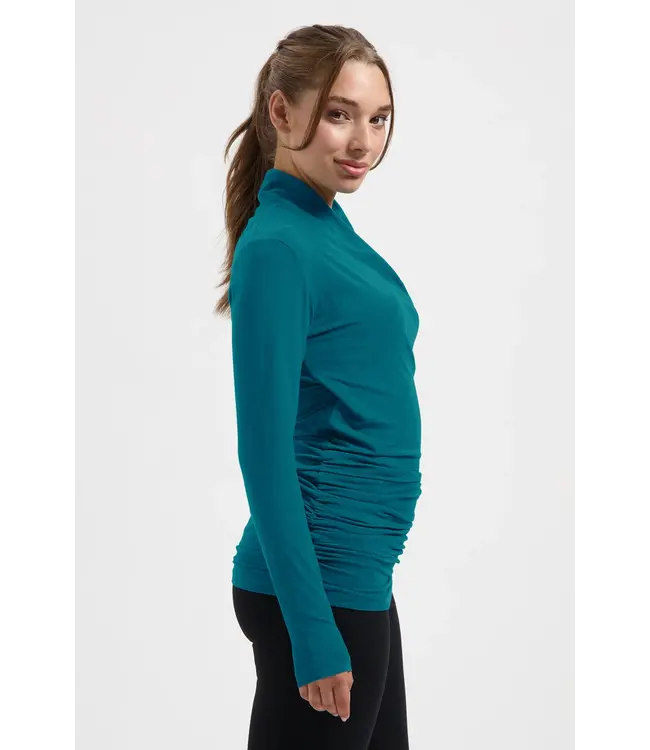 Urban Goddess Good Karma Longsleeve Yoga Tunic - Riverstone