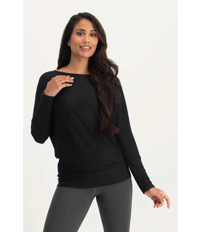 Urban Goddess Budhi Longsleeve Zwarte Yoga Top - Onyx Black