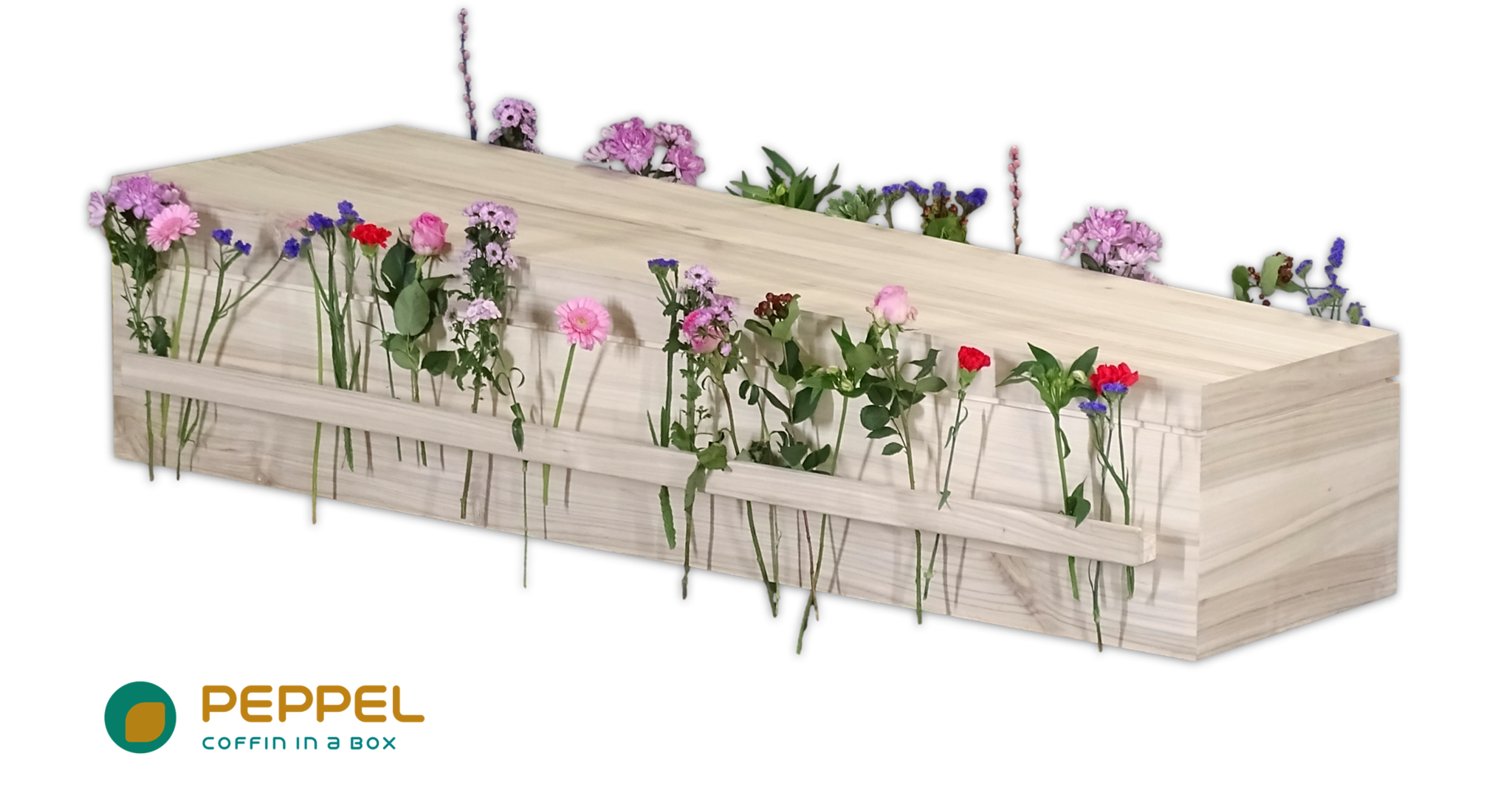 Moderen grafkist bloemenband