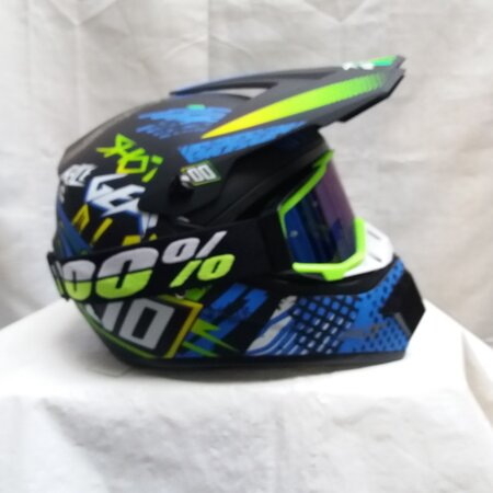 ali Kinder croshelm zwart /neon maat m excl. cros bril