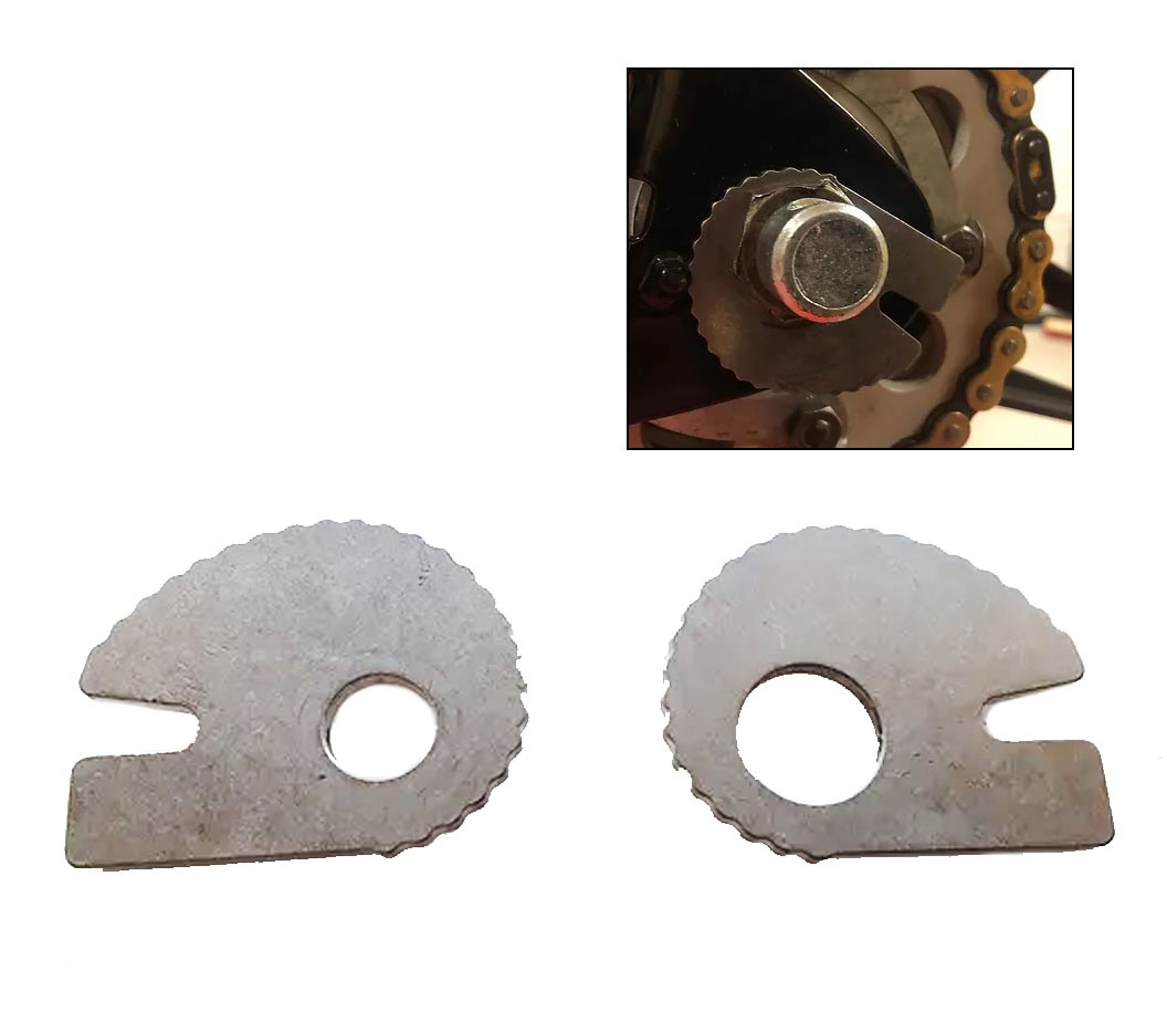 H-5134 KREIDLER Kettingspanner set links en rechts ribbel  3mm RVS