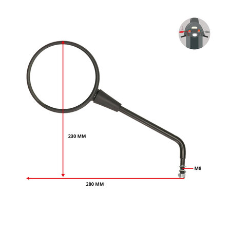 Spiegel bumm zwart kreidler rs, rmc 911/67vm