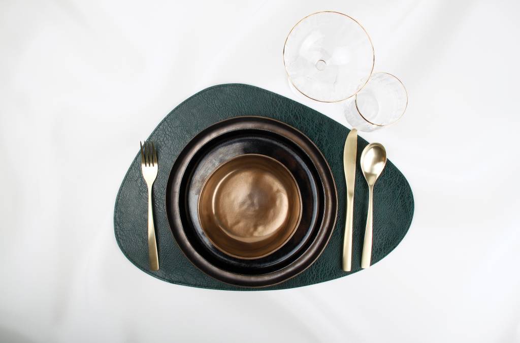 Placemat lederlook kleur zwart (set/4) 805083