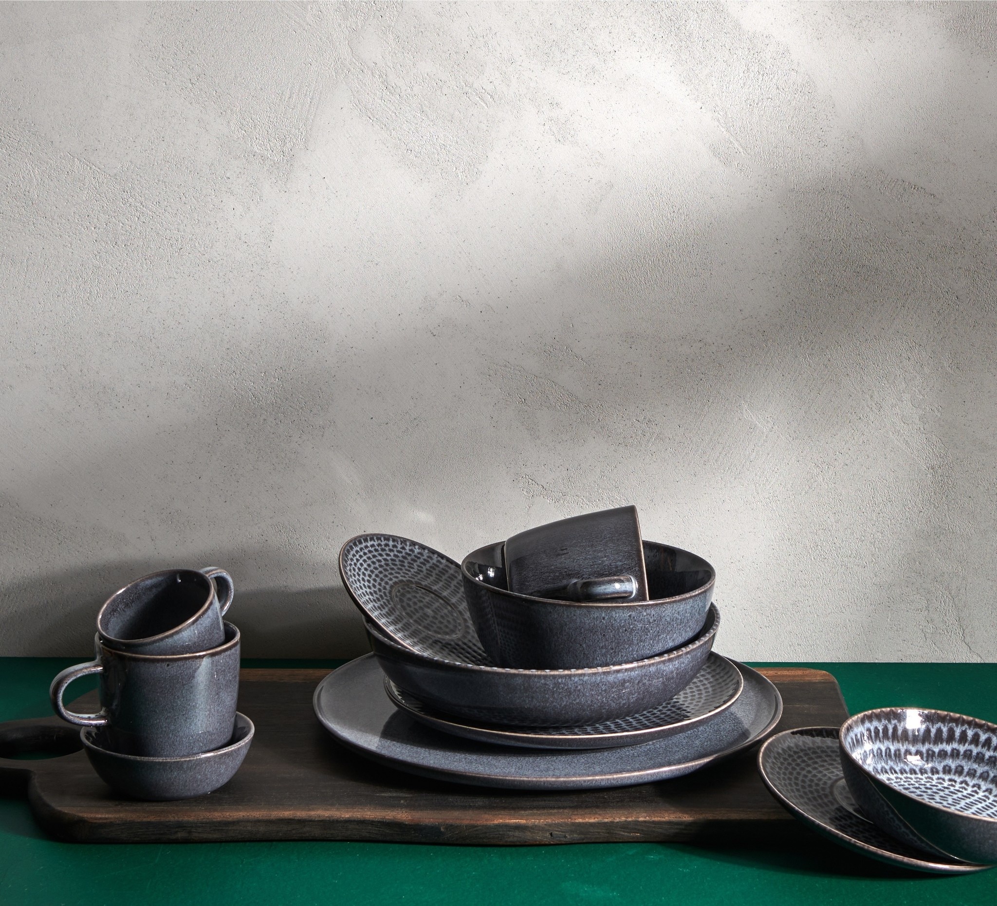 STITCH plat bord 26 cm grijs (set/4) 850261