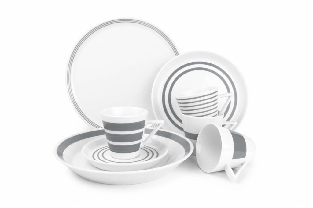 STRIPES diep bord 23cm (grijs) set/6 802130