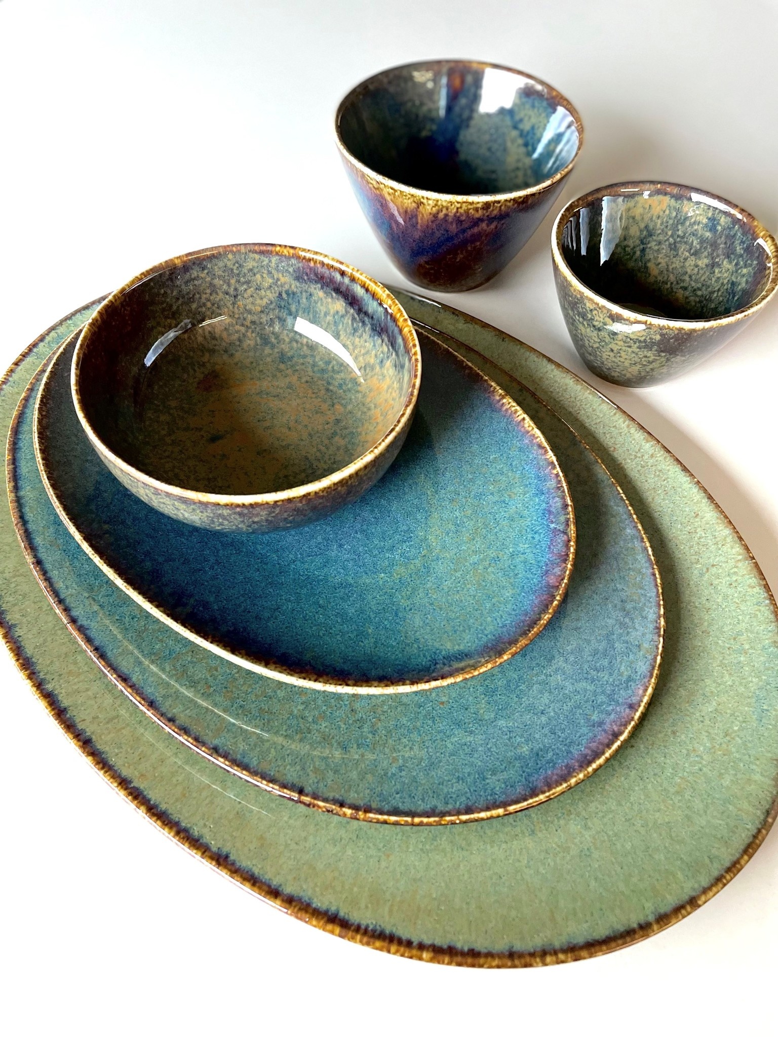 CIRRO plat bord ovaal 30 cm - Green multi (740556)