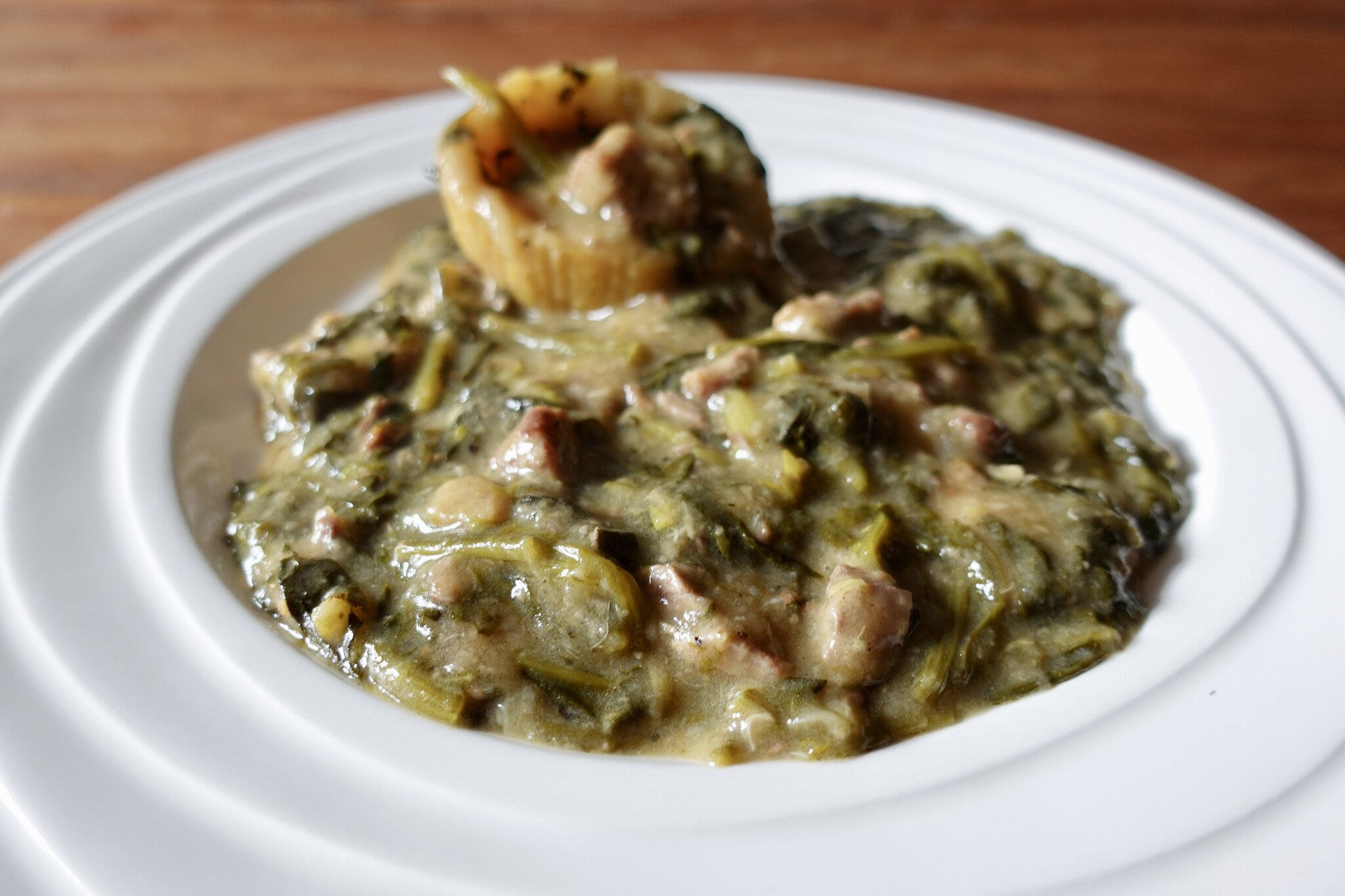 Fricassee van lam met wilde spinazie