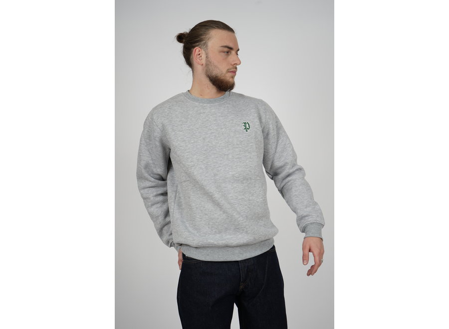 P- Sweatshirt mit Label-Stitching in Grau