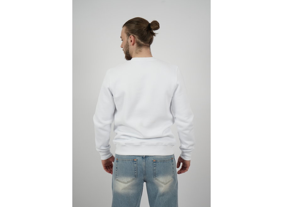 P- Sweatshirt mit Label-Stitching in Weiss