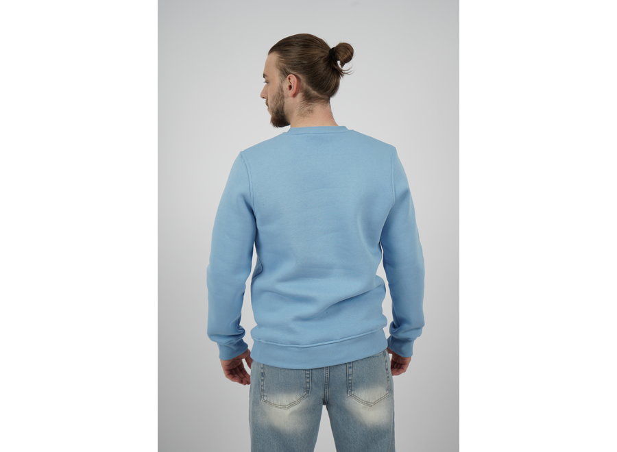 P- Sweatshirt mit Label-Stitching in Babyblau