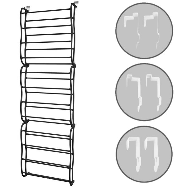 O'DADDY O'DADDY® hangend schoenenrek deur - Geschikt voor opdek en stompe deuren, beide kanten – 20 x 51 x 182 cm - Zwart