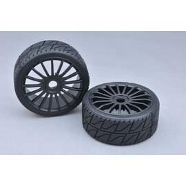 MCD-Racing 180 mm Asphalt Tyres Blue Medium incl. 17-Spoke Wheels Black (pre-glued)