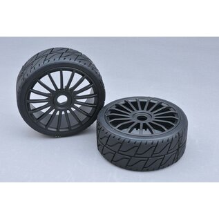 MCD-Racing 180mm Asphalt Reifen Blue Medium inkl. 17-Speichen Felgen schwarz (verklebt)