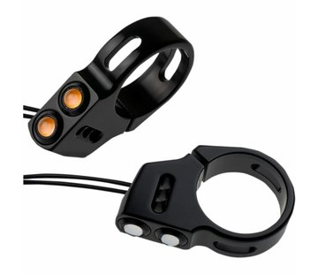 Joker Machine turn signal LED Rat eye LED fork mount black or Chrome 39mm fork diameter