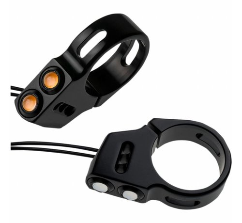 Joker Machine turn signal LED Rat eye LED fork mount black or Chrome 39mm fork diameter