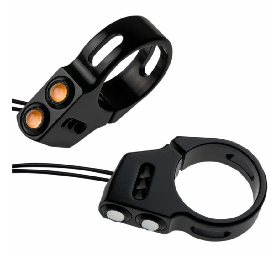 turn signal LED Rat eye LED fork mount black or Chrome 41mm fork diameter