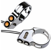 Joker Machine tenedor de montaje LED ojo de rata señales de giro negro o cromado diámetro de 41 mm tenedor
