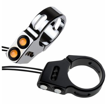 Joker Machine turn signal LED Rat eye LED fork mount black or Chrome 49mm fork diameter
