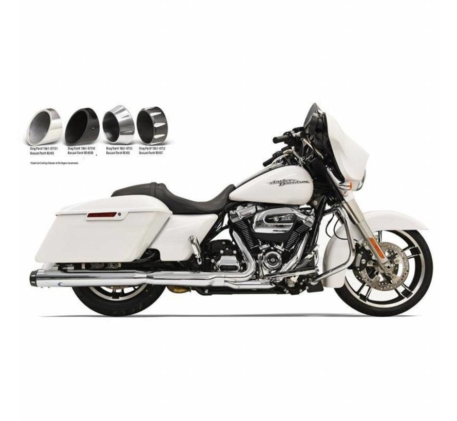 exhaust Mufflers Slip-On 4 inch Chrome Quick-Change Series Fits:> 2017 FLHT/​FLHR/​FLHX/​FLTRX/​FLTRU & H-D FL TRIKE