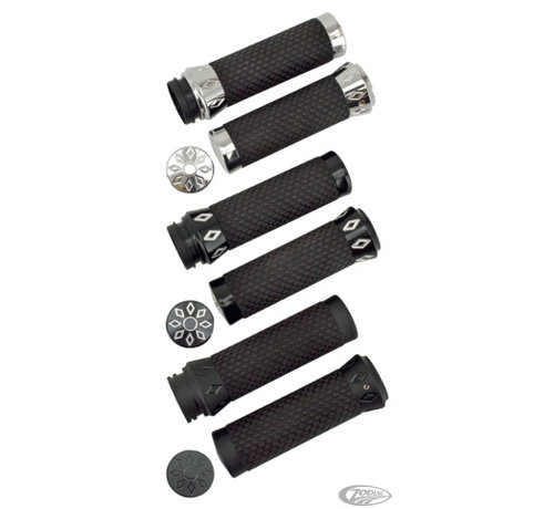 Zodiac handlebars grip sets black or Chrome or contrast cut