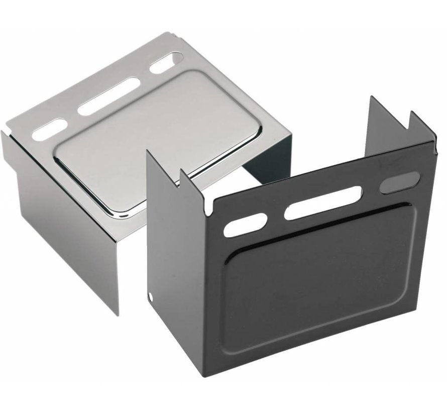batterie cover Black or Chrome - Fits:> 91-96 FXD/FXDWG 85 FXE 82-99 XL raised panel (viewing window); repl OEM #66347-91