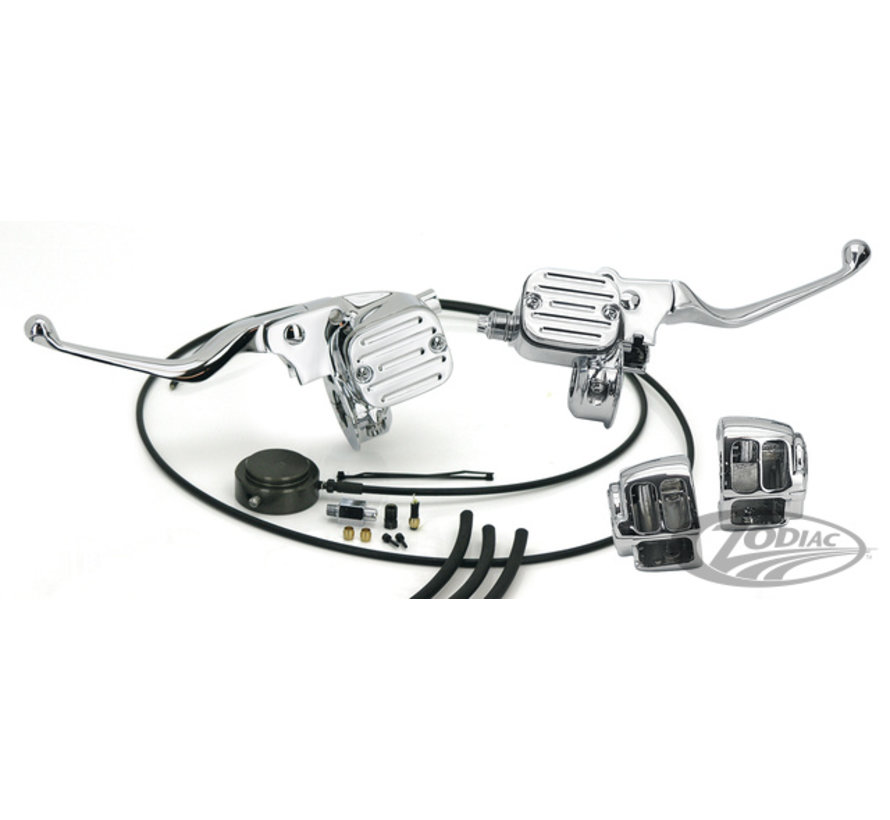 Handlebar control conversion kit Black or Chrome: fit all 1987 - 2006 Big Twin and Twin Cam models