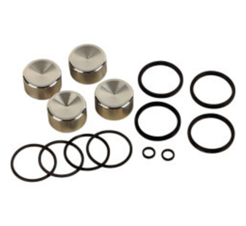 Drag Specialities caliper rebuild kit Fits:> Front/​Rear 00-07 Big Twin and XL Sportster (4-piston); replace 44313-00 44313-01