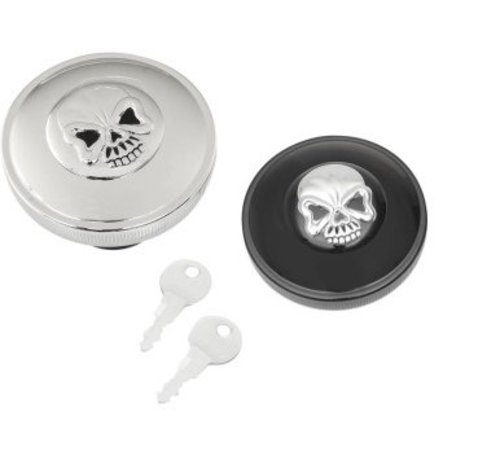 TC-Choppers gas tank gas cap screw in locking skull - Black or Chrome