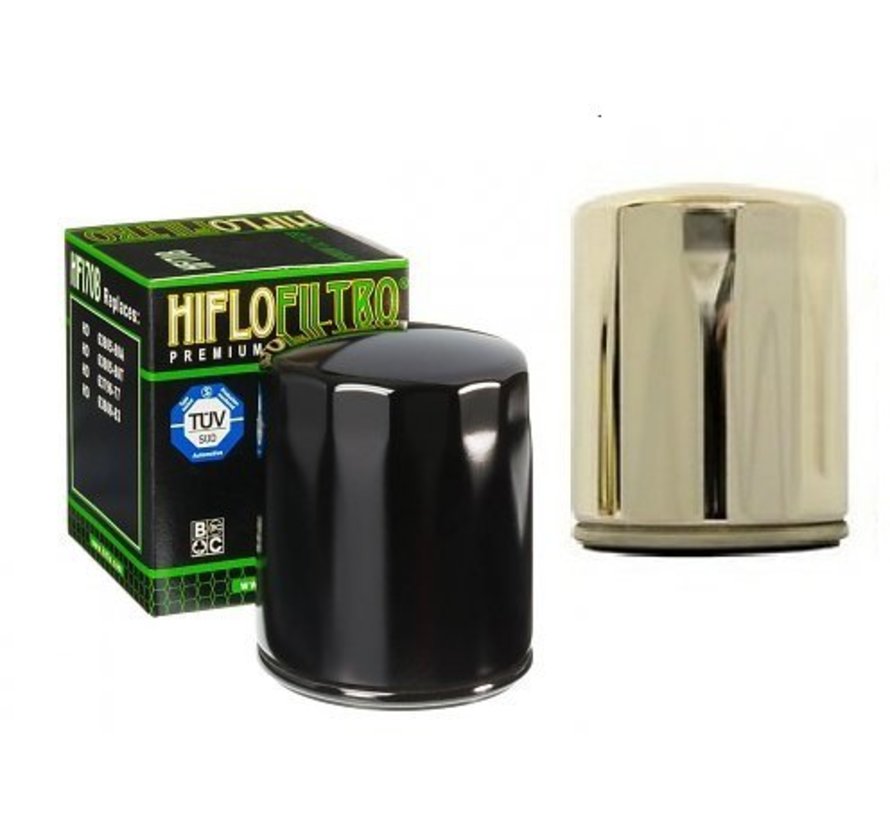 Oil filter High flow - Black or Chrome Fits> 84-90 FLT; 84-94 FXR; 84-99 Softail 86-21 XL; 09-12 XR 1200