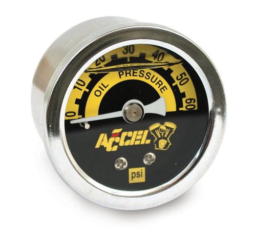Accel Gauge 60 psi oil pressure kits black or chrome Fits: > Universal