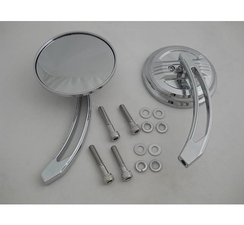 Wyatt Gatling mirror Air Flow Mirror Set with Curved Billet Stems Fits: > Universal