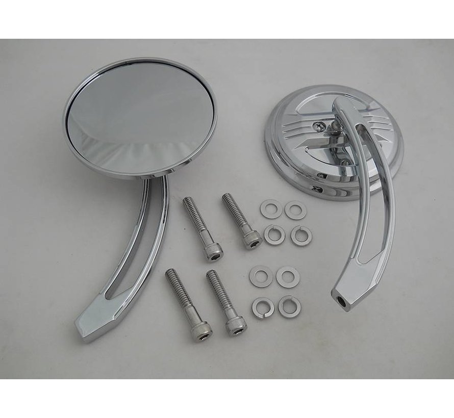 mirror Air Flow Mirror Set with Curved Billet Stems Fits: > Universal